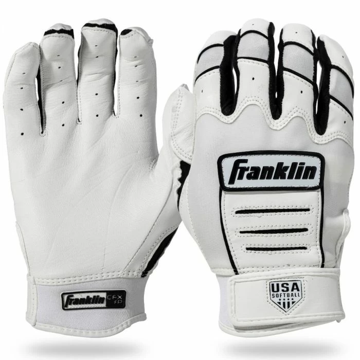 Franklin CFX FP Chrome Women Adult Batting Gloves - White/Black 1 Franklin CFX FP Chrome Women Adult Batting Gloves - White/Black
