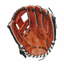 Wilson A500 11.5in Youth Glove -Bats shop b293b527fed90a7daba52a44a7e19c6ffcbc40e5 WBW100148 1 A500 Baseball 115 White Black Copper
