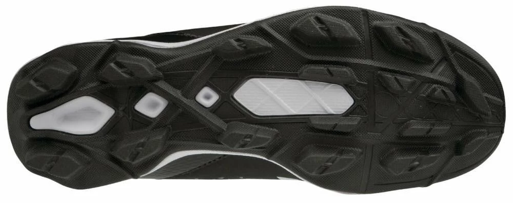 Mizuno Wave Select Nine Junior Moulded Cleats - Black/White 2 Mizuno Wave Select Nine Junior Moulded Cleats - Black/White - Image 2