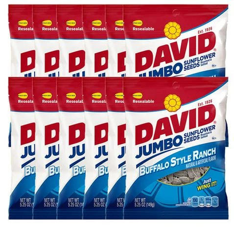 David Flavoured Sunflower Seeds Buffalo Ranch - Box Of 12 - Please Note: This Product Has A Best Before Date Of Oct 2020 1 David Flavoured Sunflower Seeds Buffalo Ranch - Box Of 12 - Please Note: This Product Has A Best Before Date Of Oct 2020