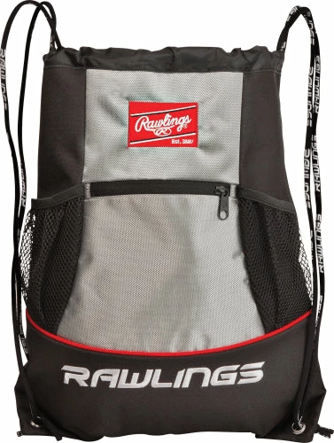 Rawlings Player's Draw String Bag Black/Silver 1 Rawlings Player's Draw String Bag Black/Silver