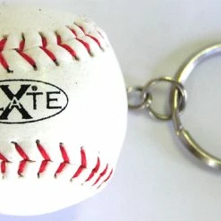 X-Plate Keyring White Baseball With Keychain